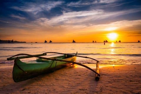 You stood in awe, watching the sunset over the picturesque White Beach in Boracay, Philippines. The vibrant hues of the sky painted a breathtaking sight, leaving me feeling at peace and grateful for the opportunity to witness such a natural wonder.